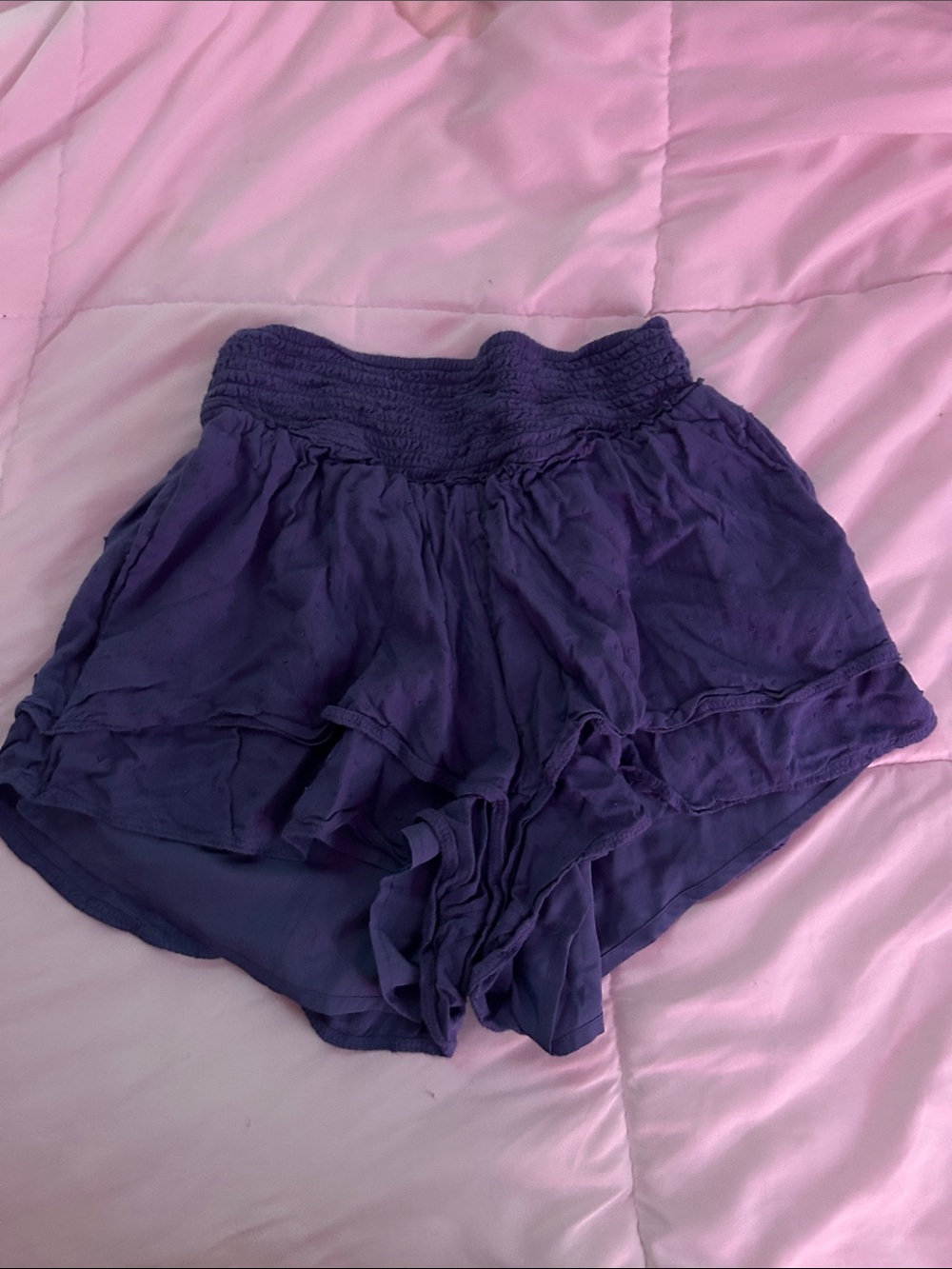 Hollister Purple Smocked Waist Ruffle Shorts